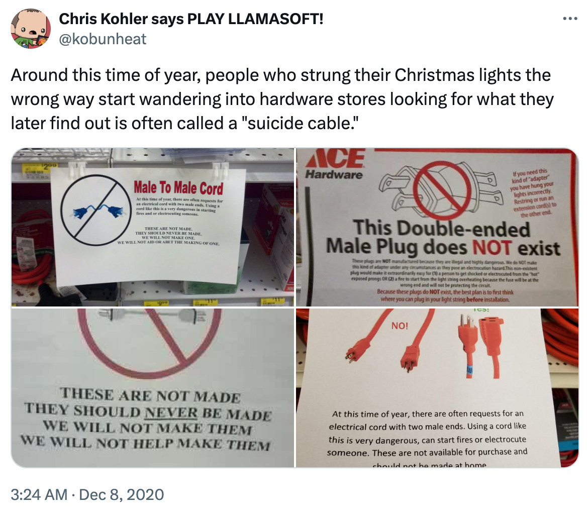 danger male-to-male plug